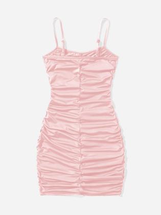 Imagem de Vestido feminino SOLY HUX com alça espaguete Cami Bodycon rosa 12-13Y