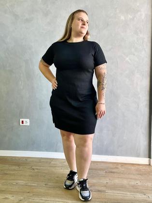 Imagem de Vestido Feminino Tubinho Canelado Ribana com Fenda Lateral Plus size