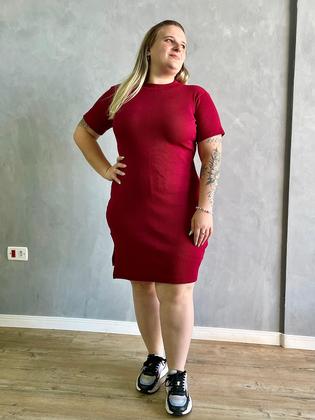 Imagem de Vestido Feminino Tubinho Canelado Ribana com Fenda Lateral Plus size