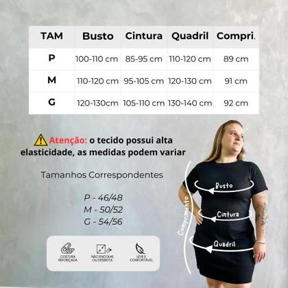 Imagem de Vestido Feminino Tubinho Canelado Ribana com Fenda Lateral Plus size