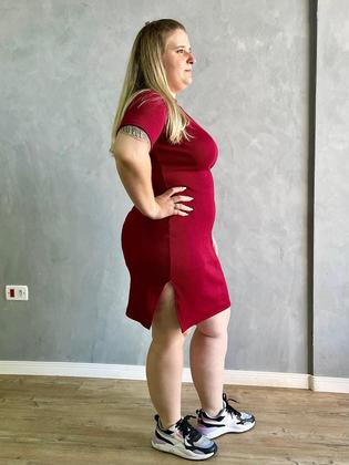 Imagem de Vestido Feminino Tubinho Canelado Ribana com Fenda Lateral Plus size