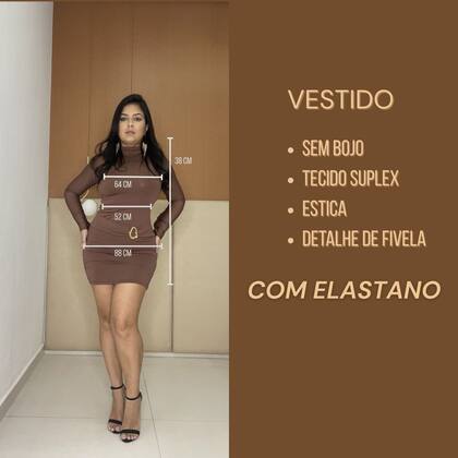 Imagem de Vestido Feminino tubinho Manga Longa com detalhe de fivela plissado em suplex