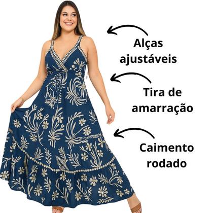 Imagem de Vestido Feminino Vih Triny Indiano Longo Estampado Luxo