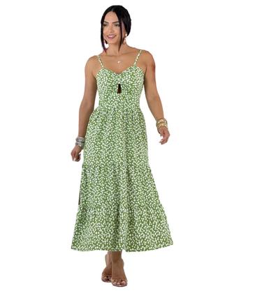 Imagem de Vestido Feminino Xadrez Alça Elastex Com Bojo Midi / Vestido com Bojo 3 marias Babados Alcinha 2773