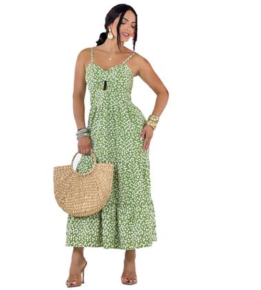 Imagem de Vestido Feminino Xadrez Alça Elastex Com Bojo Midi / Vestido com Bojo 3 marias Babados Alcinha 2773