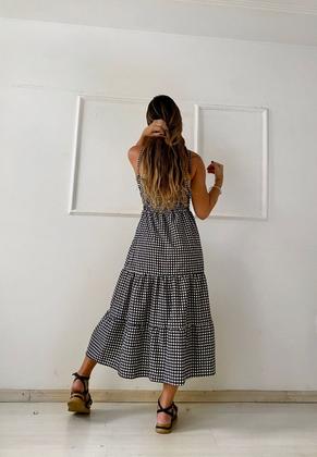 Imagem de Vestido Feminino Xadrez Alça Elastex Com Bojo Midi / Vestido com Bojo 3 marias Babados Alcinha 2773