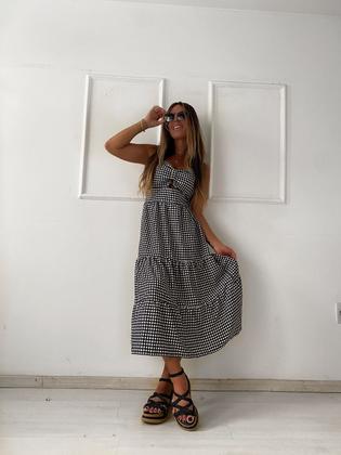 Imagem de Vestido Feminino Xadrez Alça Elastex Com Bojo Midi / Vestido com Bojo 3 marias Babados Alcinha 2773