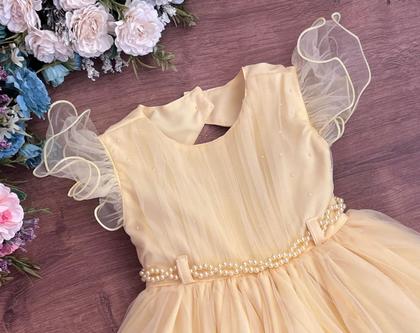 Imagem de Vestido festa infantil amarelo princesa daminha RN a 3 anos
