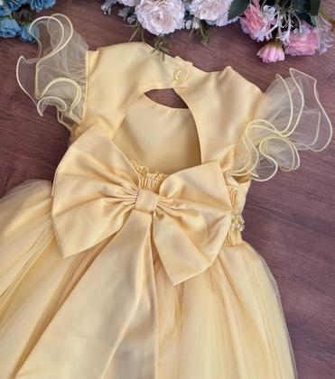Imagem de Vestido festa infantil amarelo princesa daminha RN a 3 anos