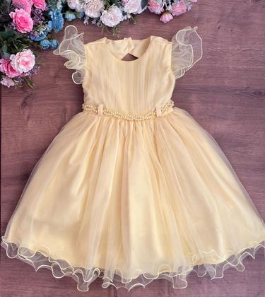 Imagem de Vestido festa infantil amarelo princesa daminha RN a 3 anos
