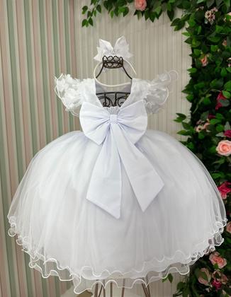 Imagem de Vestido festa infantil branco daminha luxo princesa batizado
