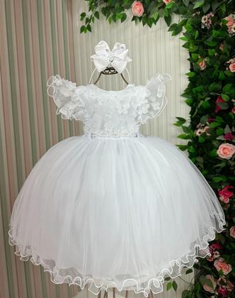 Imagem de Vestido festa infantil branco daminha luxo princesa batizado