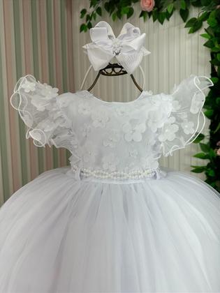 Imagem de Vestido festa infantil branco daminha luxo princesa batizado