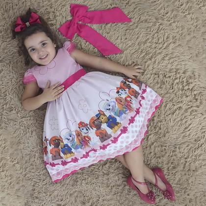 Imagem de Vestido festa infantil da Patrulha Canina rosa