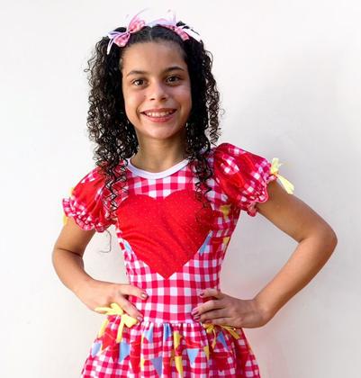 Imagem de Vestido Festa Junina 3 Corações Rosa Infantil e Adulto
