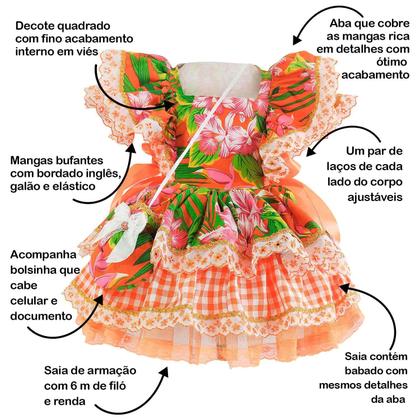 Imagem de Vestido Festa Junina Bebe Menina Com Bolsa Exclusivo Fantasias Carol