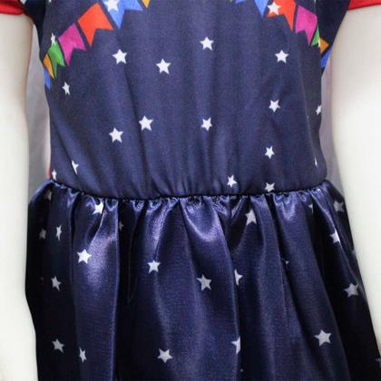 Imagem de Vestido Festa Junina Infantil Barato pra Menina Com Bandeirinhas P - 2