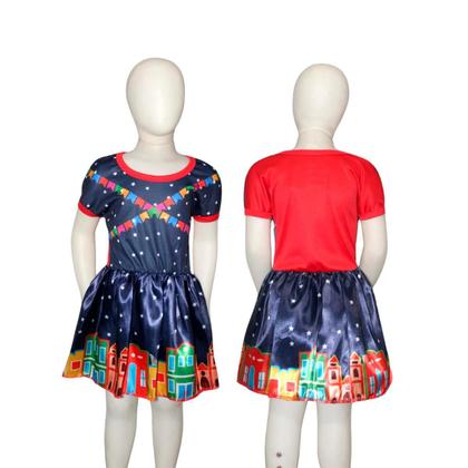 Imagem de Vestido Festa Junina Infantil Barato pra Menina Com Bandeirinhas P - 2