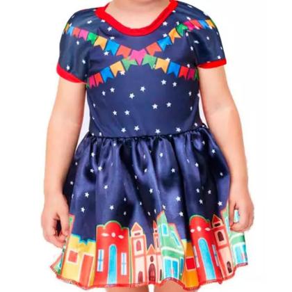 Imagem de Vestido Festa Junina Infantil Barato pra Menina Com Bandeirinhas P - 2