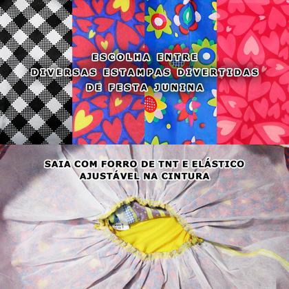 Imagem de Vestido Festa Junina Infantil Luxo pra Meninas Roupa Caipira Xadrez Quadrilha de Escola