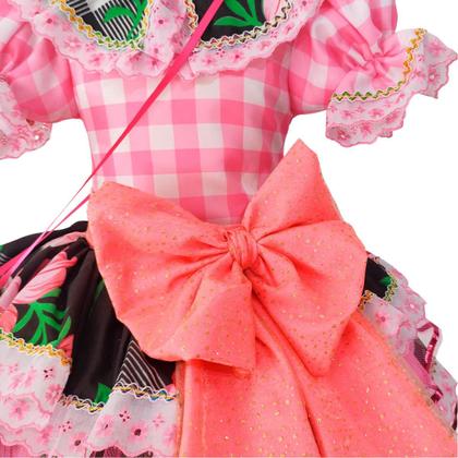 Imagem de Vestido Festa Junina Plus Size Adulto Feminino de Luxo Super Rodado Com Bolsa Roxo e Verde