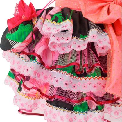 Imagem de Vestido Festa Junina Plus Size Adulto Feminino de Luxo Super Rodado Com Bolsa Roxo e Verde