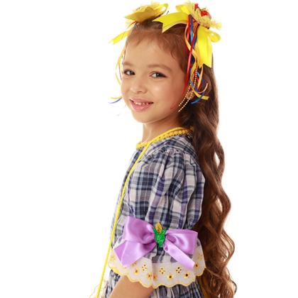 Imagem de Vestido Festa Junina Quadrilha Amarelo + BOLSINHA