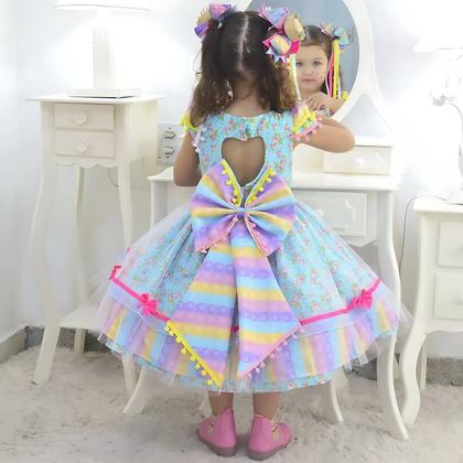 Imagem de Vestido Festa Junina Quadrilha Xadrez Luxuoso Várias Cores