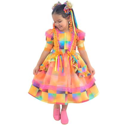 Imagem de Vestido Festa Junina Quadrilha Xadrez Luxuoso Várias Cores
