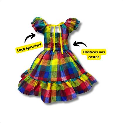 Imagem de Vestido Festa Junina Xadrez Infantil Várias Estampas Caipira