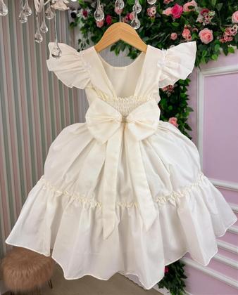 Imagem de Vestido Festas Infantil Branco Flores Jardim Encantado