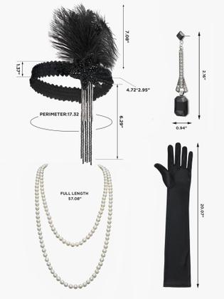 Imagem de Vestido Flapper SWEETV 1920s Great Gatsby com conjunto de acessórios
