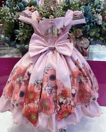 Imagem de Vestido floral salmão tamanho 6