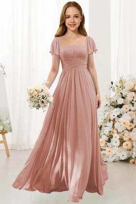 Imagem de Vestido Flower Girl Augday Chiffon Aqua Blue tamanho 16 para casamento