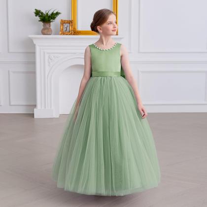 Imagem de Vestido Flower Girl KAQININI Satin Tule Wedding Party Girl