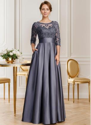 Imagem de Vestido formal raomiao Mother of the Broom Satin Lace A-line