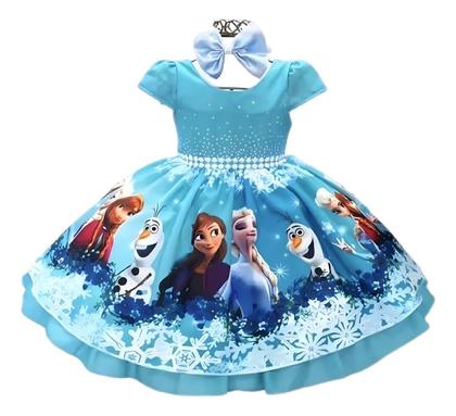 Imagem de Vestido Frozen Elsa Ana Aniversario Infantil Festa Luxo
