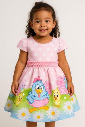 Imagem de Vestido Galinha Pintadinha Infantil Rosa Aniversário Luxo