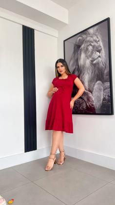 Imagem de Vestido - Gestante e Amamentação - Roupas de Grávidas - Cód. 02001Vermelho