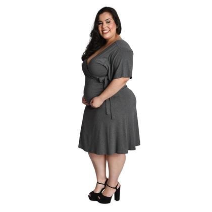 Imagem de Vestido Gestante Plus Size Amamentação Decote Transpassado Viscolycra Linda Gestante