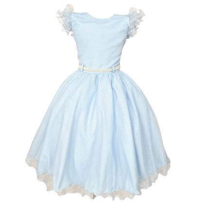 Imagem de Vestido Glitter Azul Claro Manga Godê De Festa Infantil Rodado