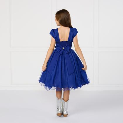 Imagem de Vestido Glitter Infantil Azul Royal Festa Aniversário Rodado