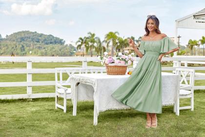Imagem de Vestido GRACE KARIN de verão com babados, gola quadrada, verde