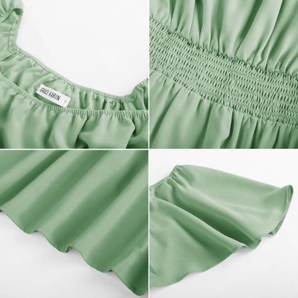 Imagem de Vestido GRACE KARIN de verão com babados, gola quadrada, verde