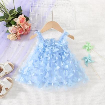 Imagem de Vestido Halter Infantil (0-3 anos) - Com Detalhe de Borboleta e Saia Evasê