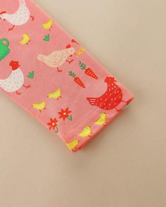 Imagem de Vestido Hongshilian Girls de algodão de manga comprida 2T-12Y Chick&Pink