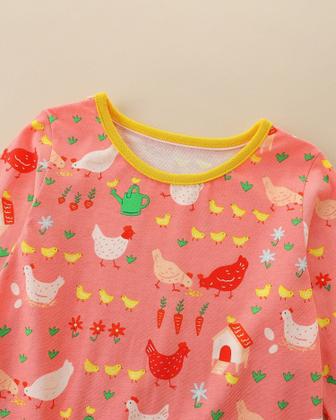 Imagem de Vestido Hongshilian Girls de algodão de manga comprida 2T-12Y Chick&Pink