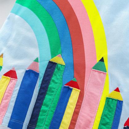 Imagem de Vestido Hongshilian Girls de algodão de manga comprida 4T com apliques