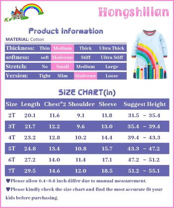 Imagem de Vestido Hongshilian Girls de algodão de manga comprida 4T com apliques
