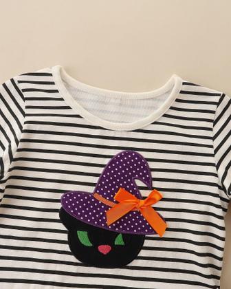 Imagem de Vestido Hongshilian Girls de algodão de manga comprida 6T com abóbora e chapéu